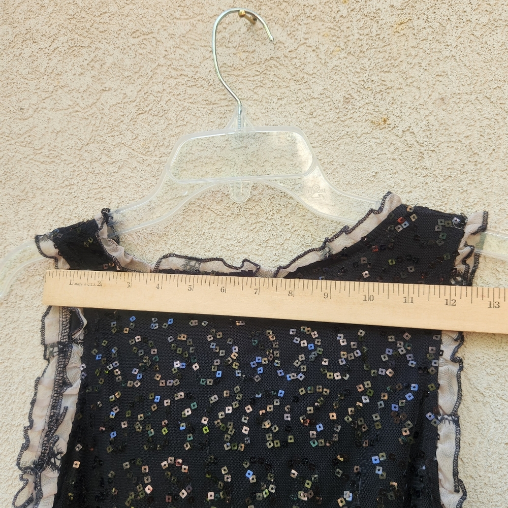 ULTRA PINK Women's Dress Small Black Whimsigoth Sequins Ruffle Lace Fairy Goth - Picture 9 of 13